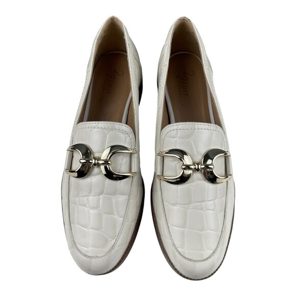 27 Edit Naturalizer Women's Beline Loafers 7.5M Leather Slip On Croc Embossed - Picture 2 of 12